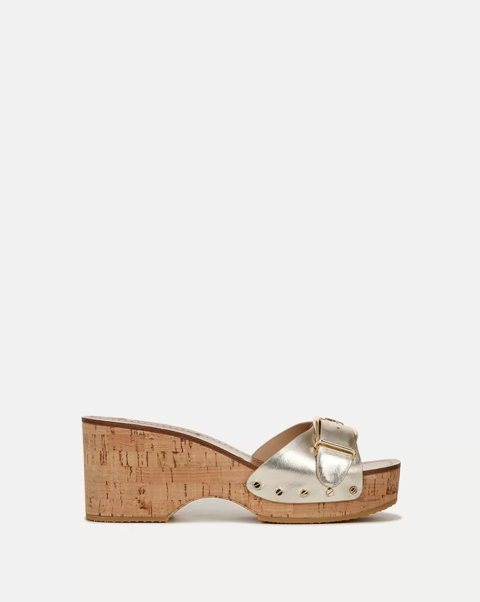 Veronica Beard Shoes | All Shoes>Dallas Metallic Leather Buckle Sandal Platinum