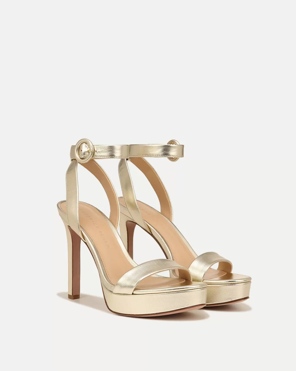 Veronica Beard Shoes | All Shoes>Darcelle Platform-Heel Sandal Platinum