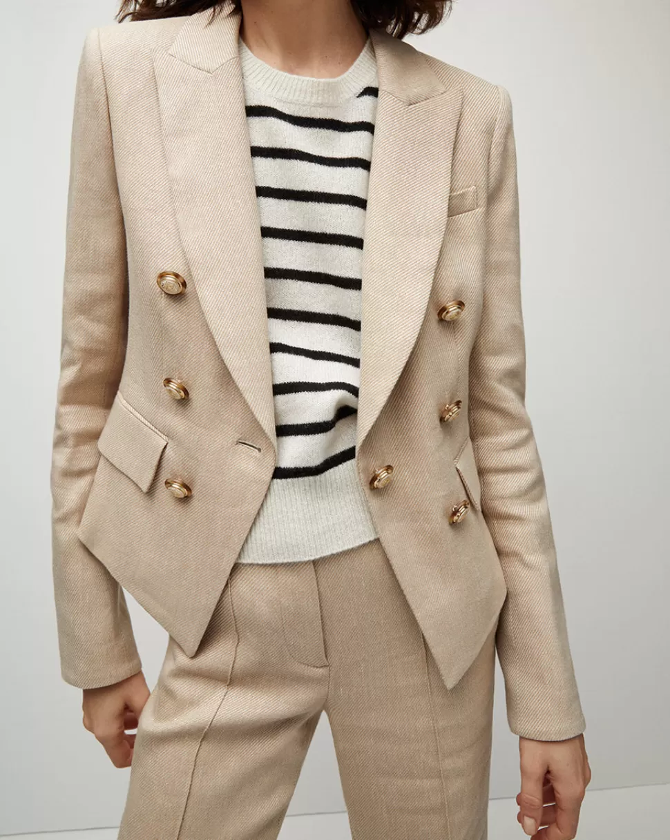 Veronica Beard Clothing | Jackets & Vests>Diego Twill-Linen Dickey Jacket Sandalwood Melange