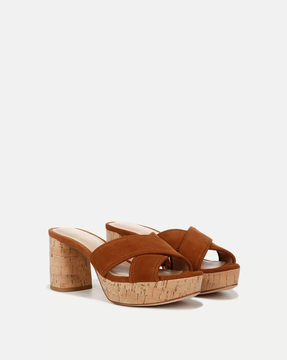 Veronica Beard Shoes | All Shoes>Dory Brown Block Cork-Heel Sandal Caramel