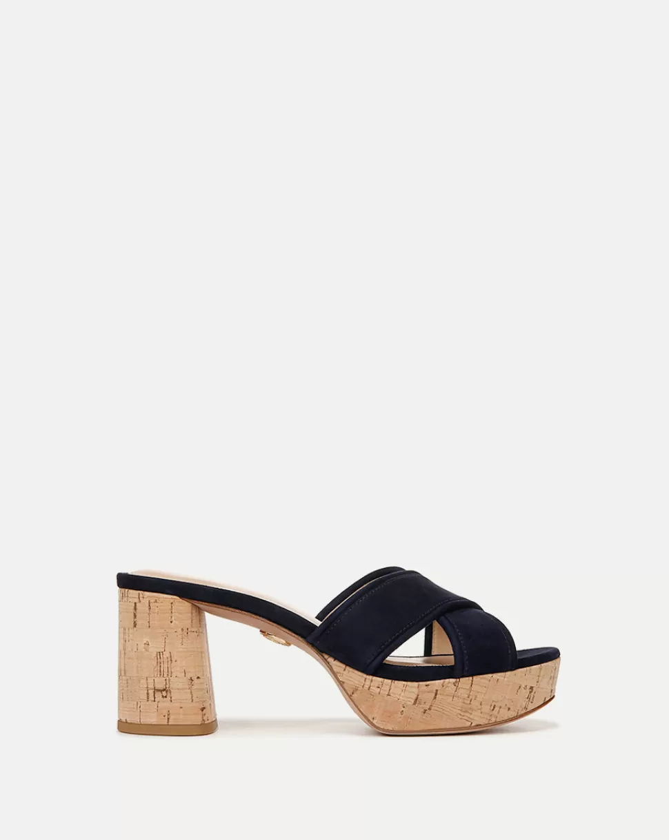 Veronica Beard Shoes | All Shoes>Dory Blue Block-Heel Sandal Navy