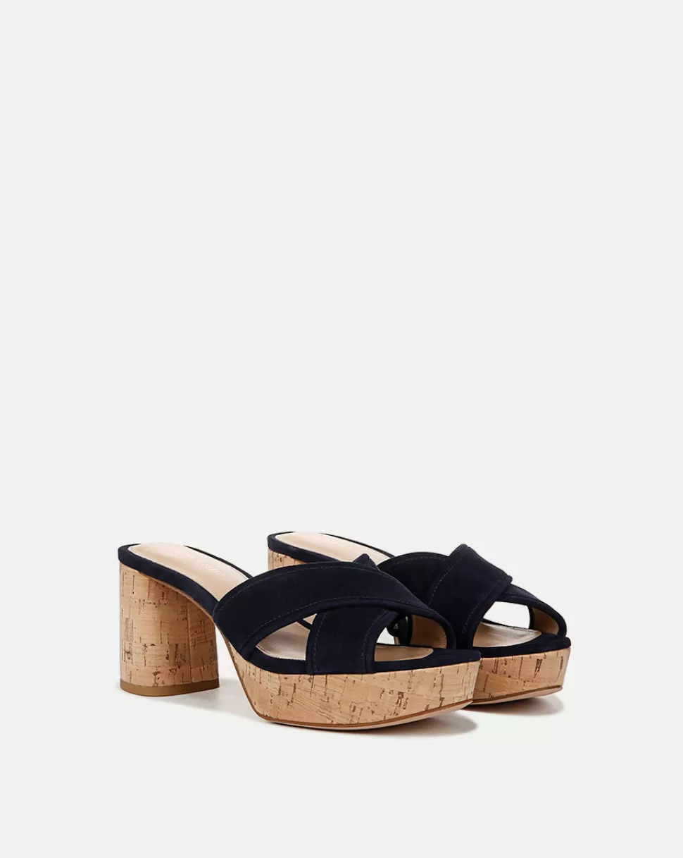 Veronica Beard Shoes | All Shoes>Dory Blue Block-Heel Sandal Navy