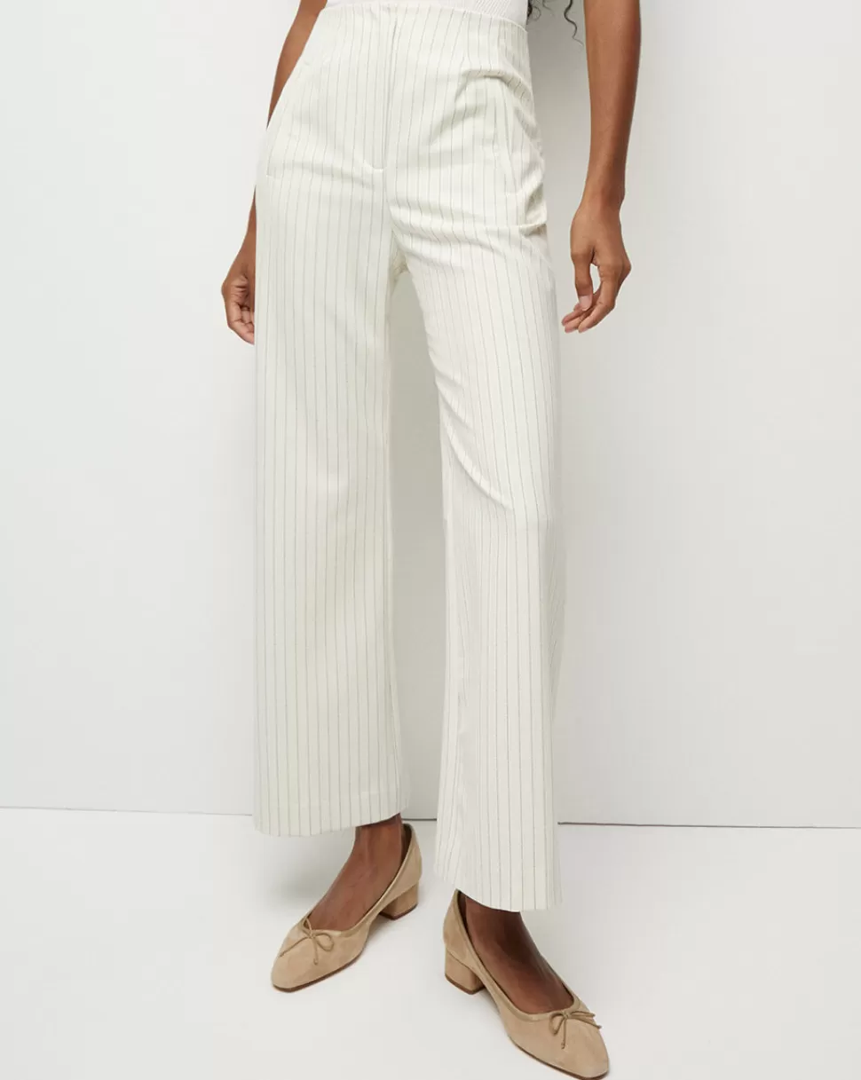 Veronica Beard Clothing | Pants>Dova Ecru Cropped Pinstripe Pant Ecru Multi