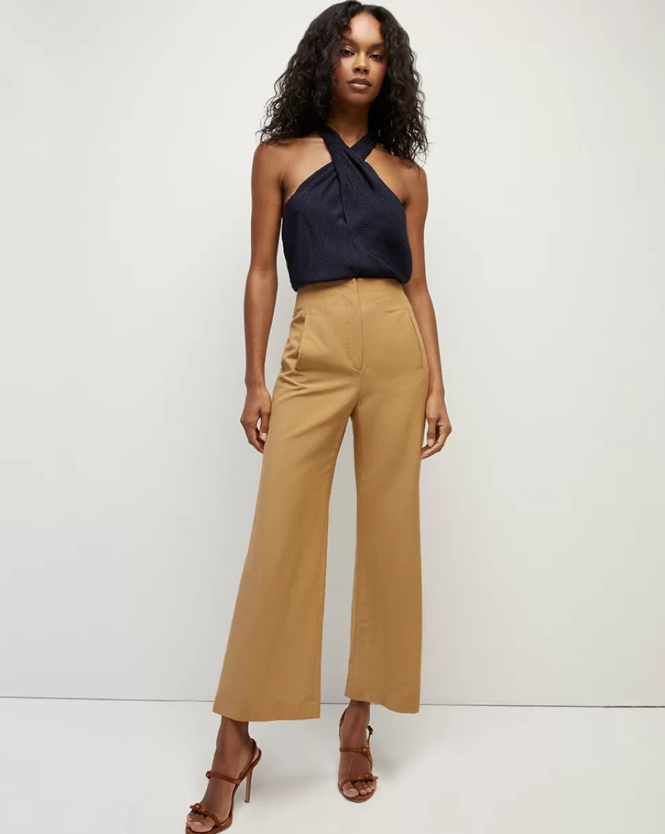 Veronica Beard Pants | Matching Sets>Dova Linen-Blend Wide-Leg Pant Khaki