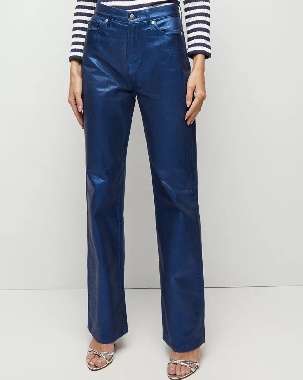 Veronica Beard Jeans | The Veronicas’ Favorites>Dylan Metallic Coated Straight-Leg Jean True Navy