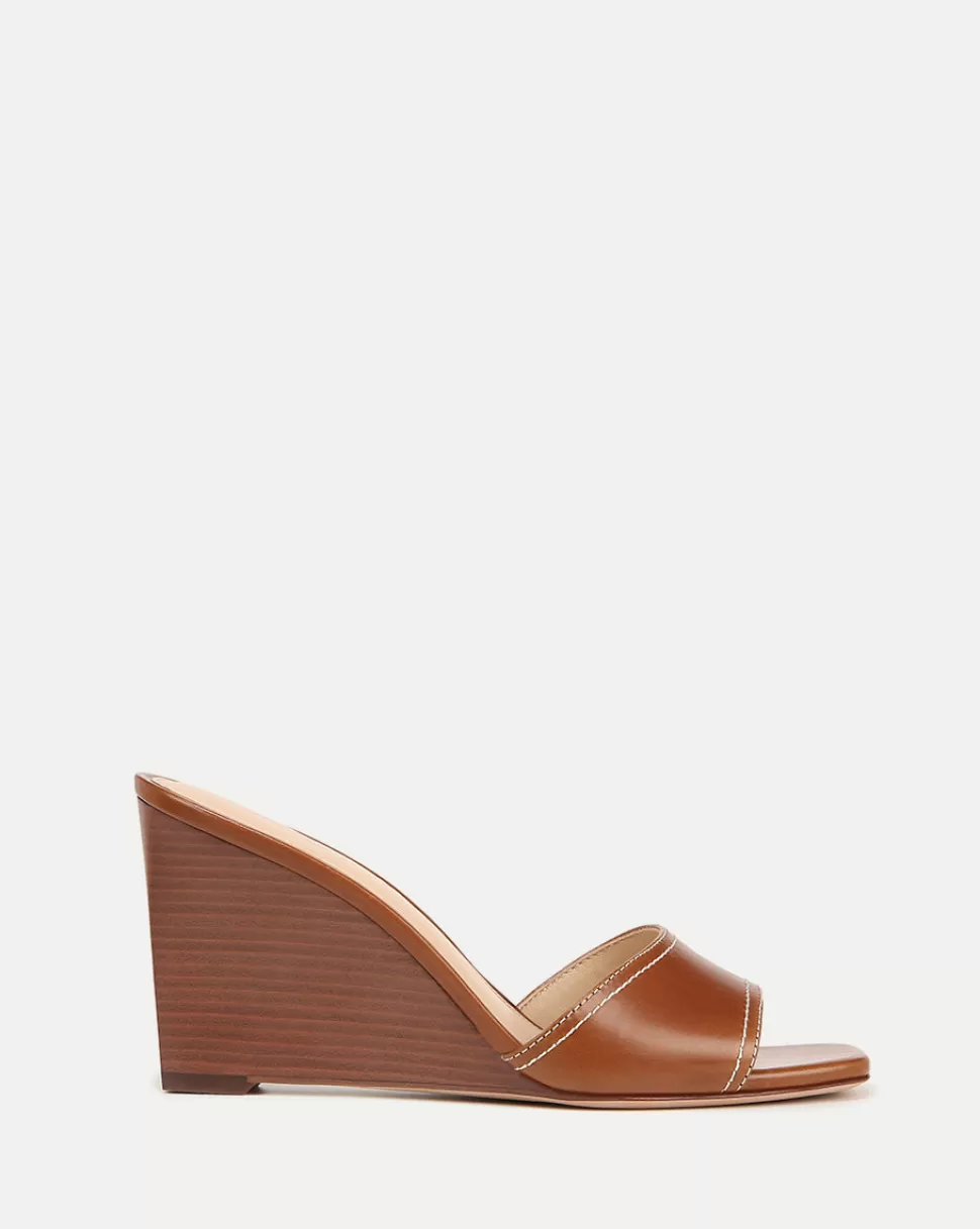 Veronica Beard Shoes | All Shoes>Ellen Brown Peep-Toe Wedge Sandal Caramel