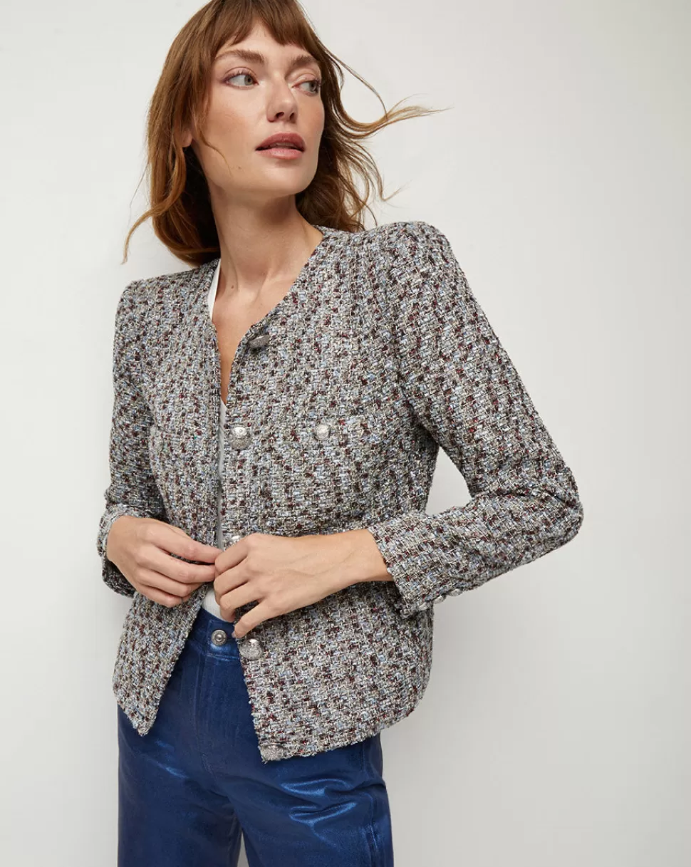 Veronica Beard Best Sellers | Clothing>Ferazia Silver Metallic Tweed Jacket Silver Multi