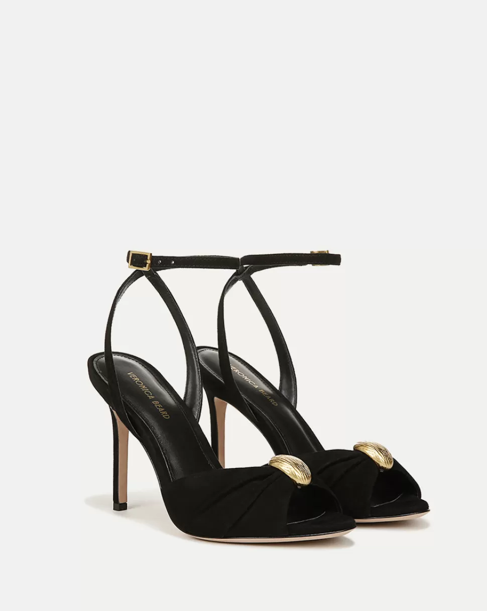 Veronica Beard Shoes | All Shoes>Genevieve Peep-Toe Suede Sandal Black