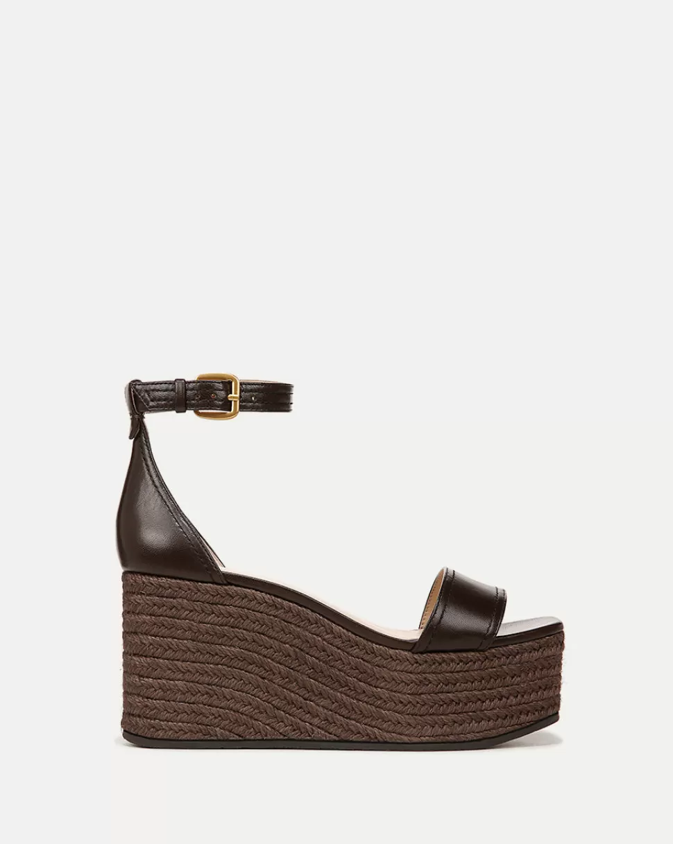 Veronica Beard Shoes | All Shoes>Gianna Raffia Dark Brown Wedge Sandal Cacao