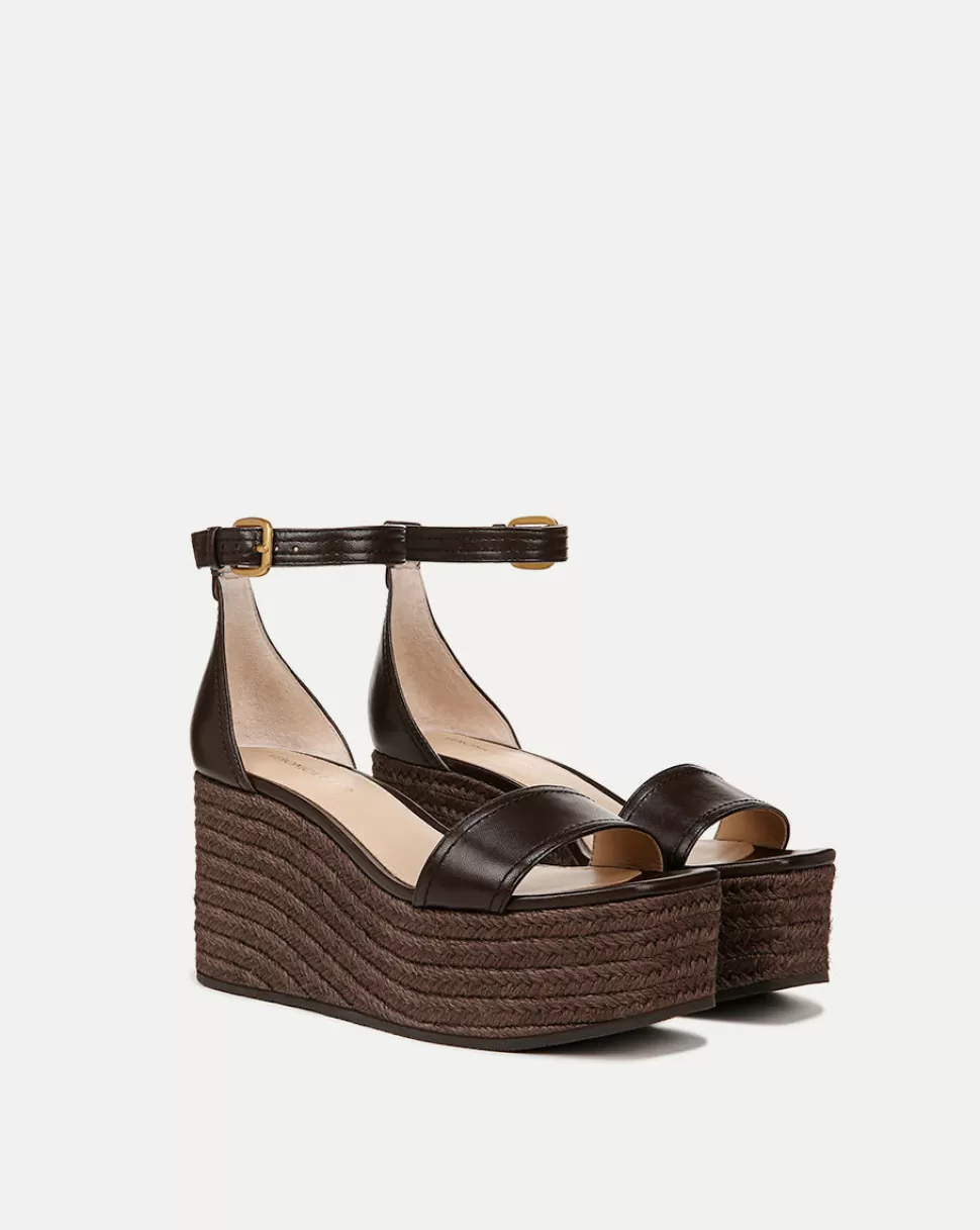 Veronica Beard Shoes | All Shoes>Gianna Raffia Dark Brown Wedge Sandal Cacao