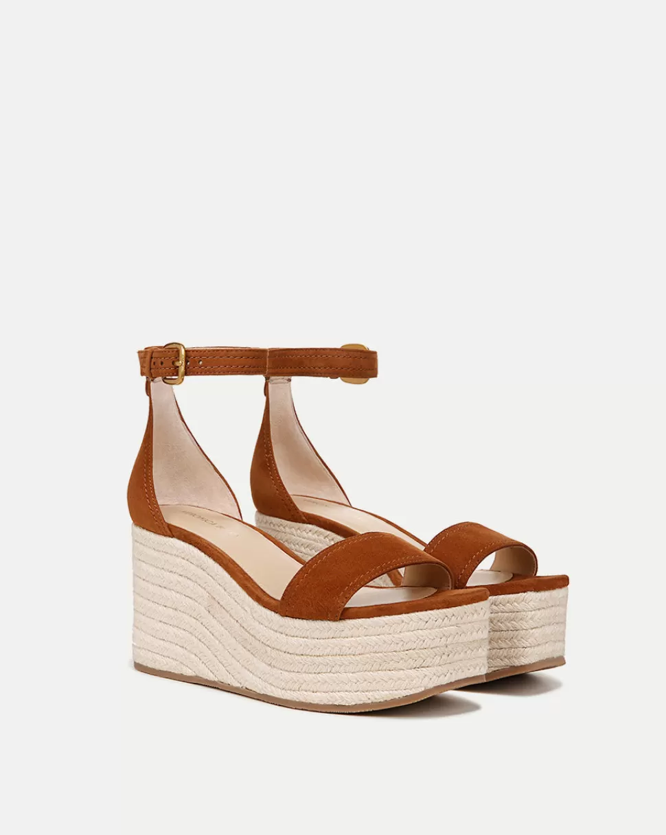 Veronica Beard Shoes | All Shoes>Gianna Raffia Wedge Heel Caramel