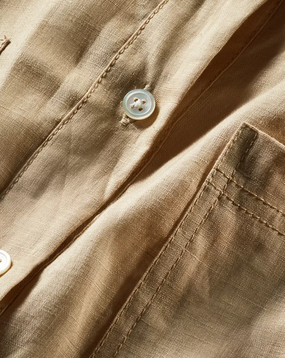 Veronica Beard Tops & Tees | Clothing>Gil Khaki Linen Button-Down Shirt Pebble Khaki