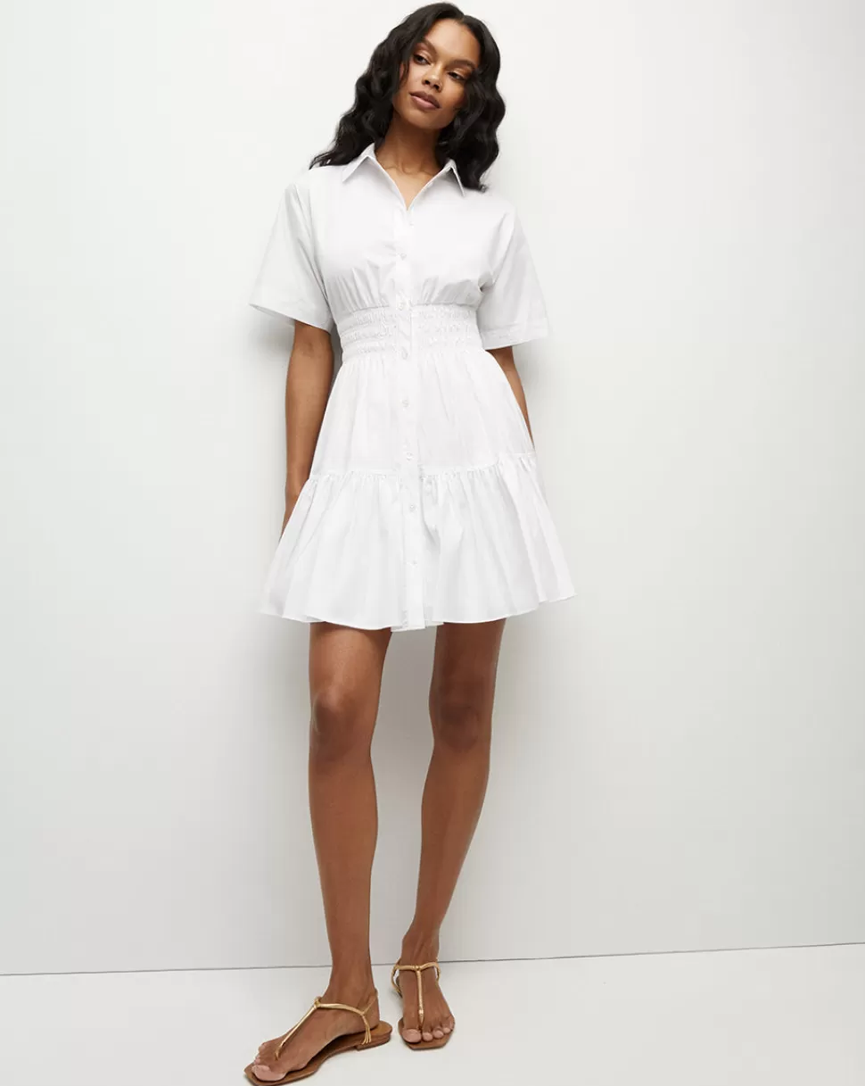 Veronica Beard Clothing | Dresses>Greta Poplin Fit-and-Flare Shirt Dress White