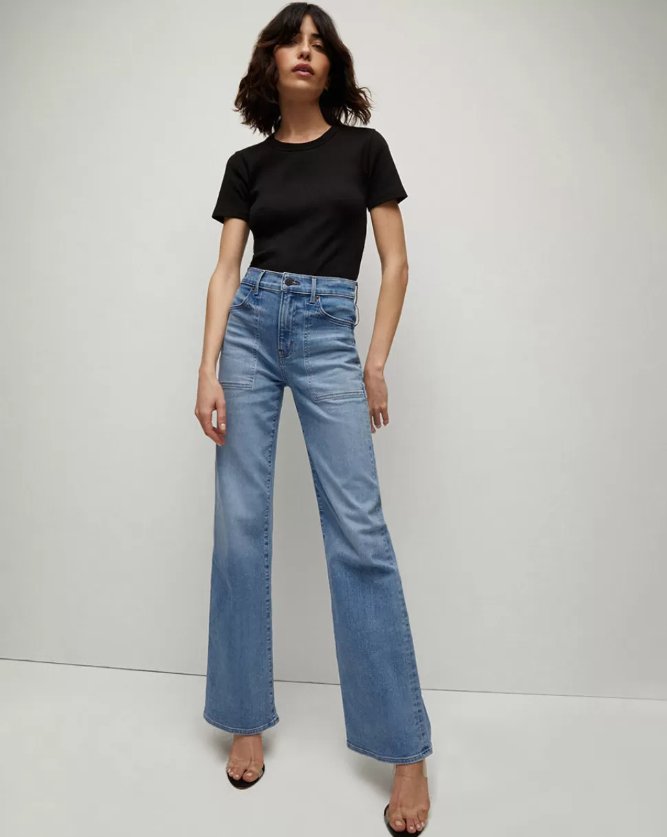 Veronica Beard Jeans>High-Rise Wide-Leg Crosbie Jeans Amethyst