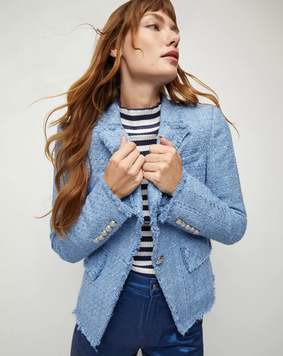 Veronica Beard Clothing | Jackets & Vests>Hosanna Light Blue Tweed Dickey Jacket Skylight