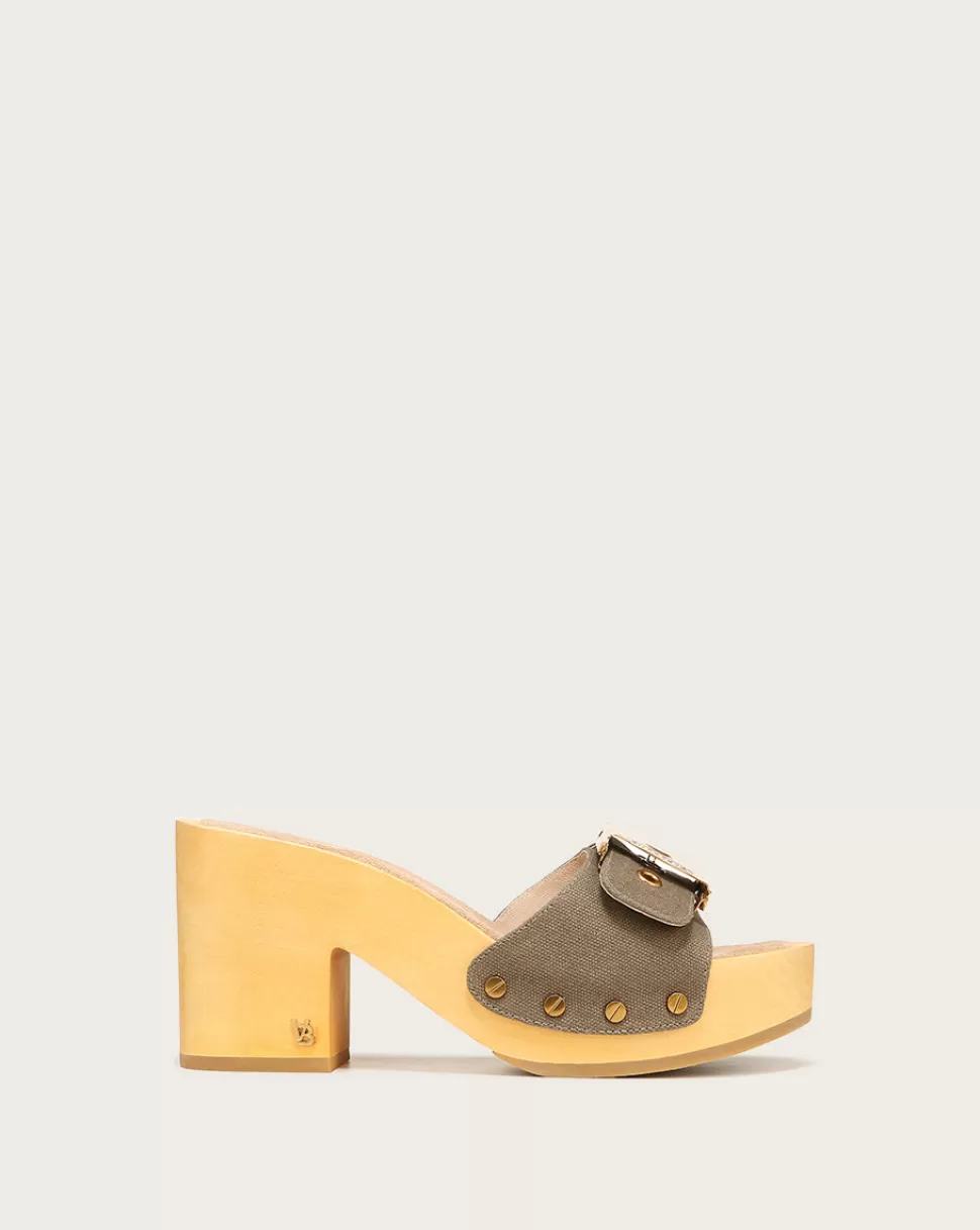 Veronica Beard Shoes | All Shoes>Hula Canvas Block-Heel Sandal Khaki