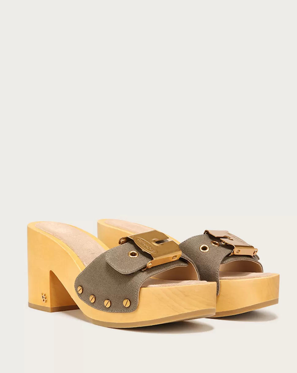 Veronica Beard Shoes | All Shoes>Hula Canvas Block-Heel Sandal Khaki