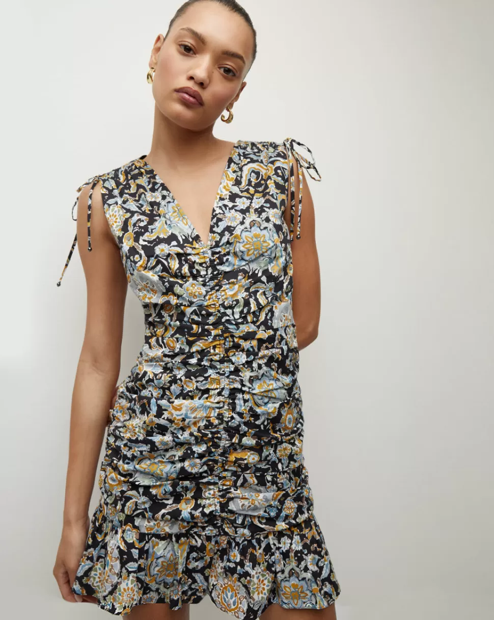 Veronica Beard Clothing | Dresses>Jackson Paisley Ruched Mini Dress Black Multi