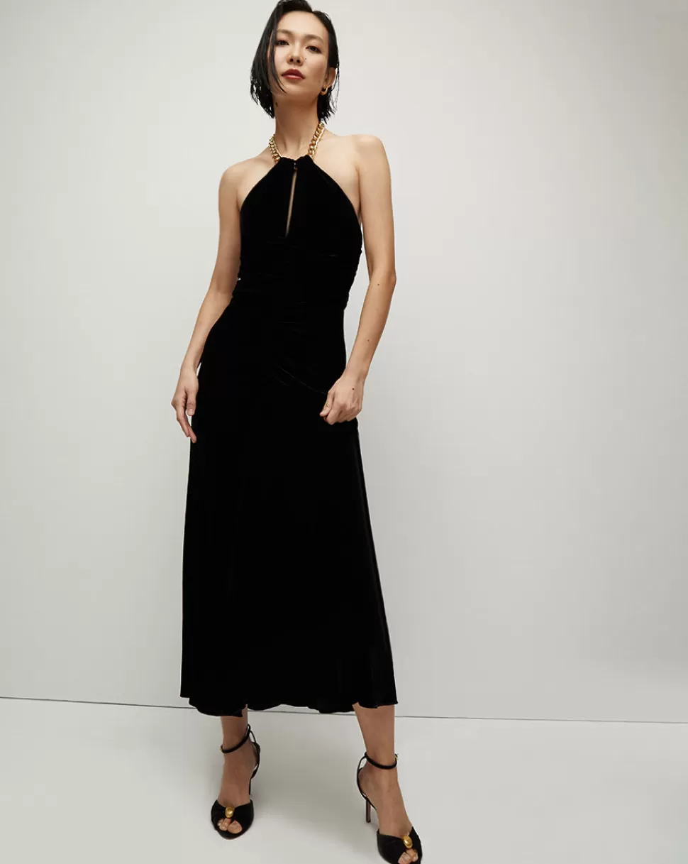 Veronica Beard Clothing | Dresses>Josette Velvet Maxi Halter Dress Black