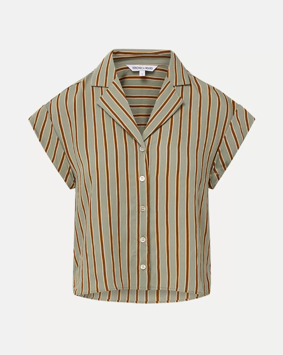 Veronica Beard Tops & Tees | Clothing>Kasa Pinstripe Button-Down Top Seafoam Multi