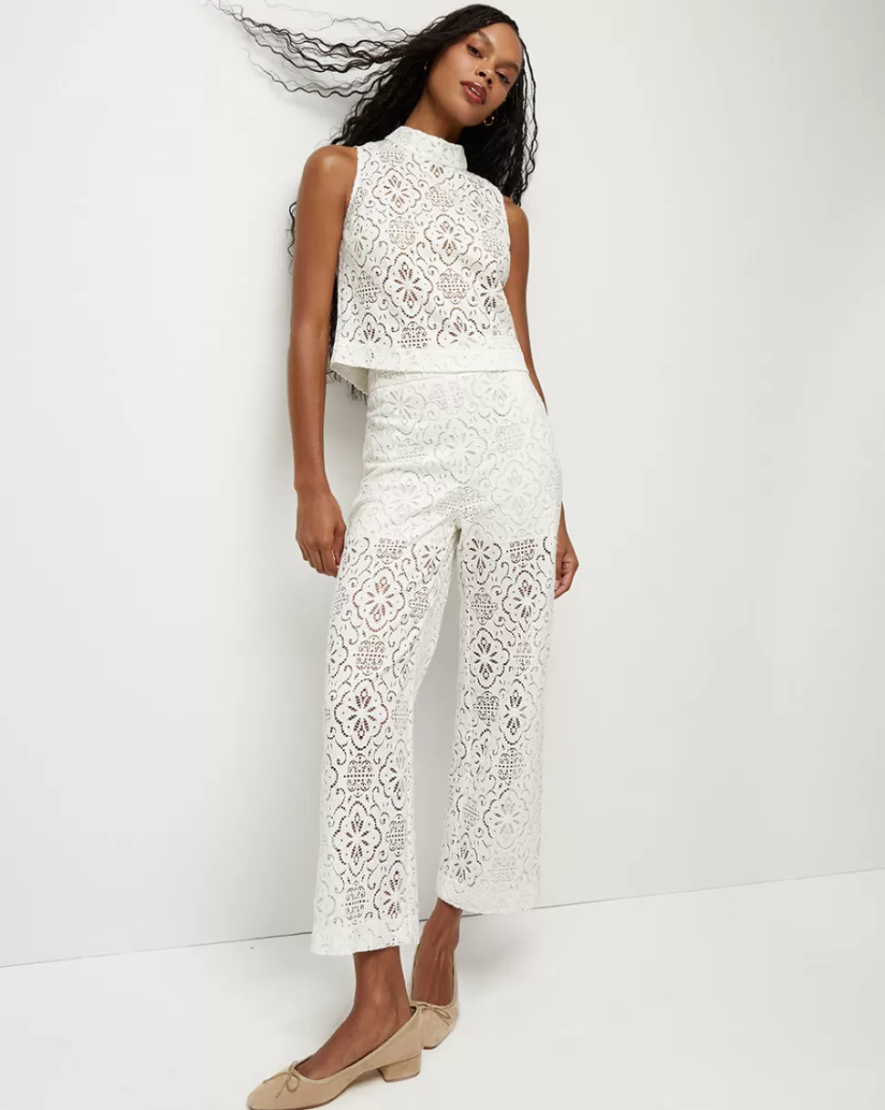 Veronica Beard Tops & Tees | Matching Sets>Katmai Floral Lace Mock-Neck Top Off-White