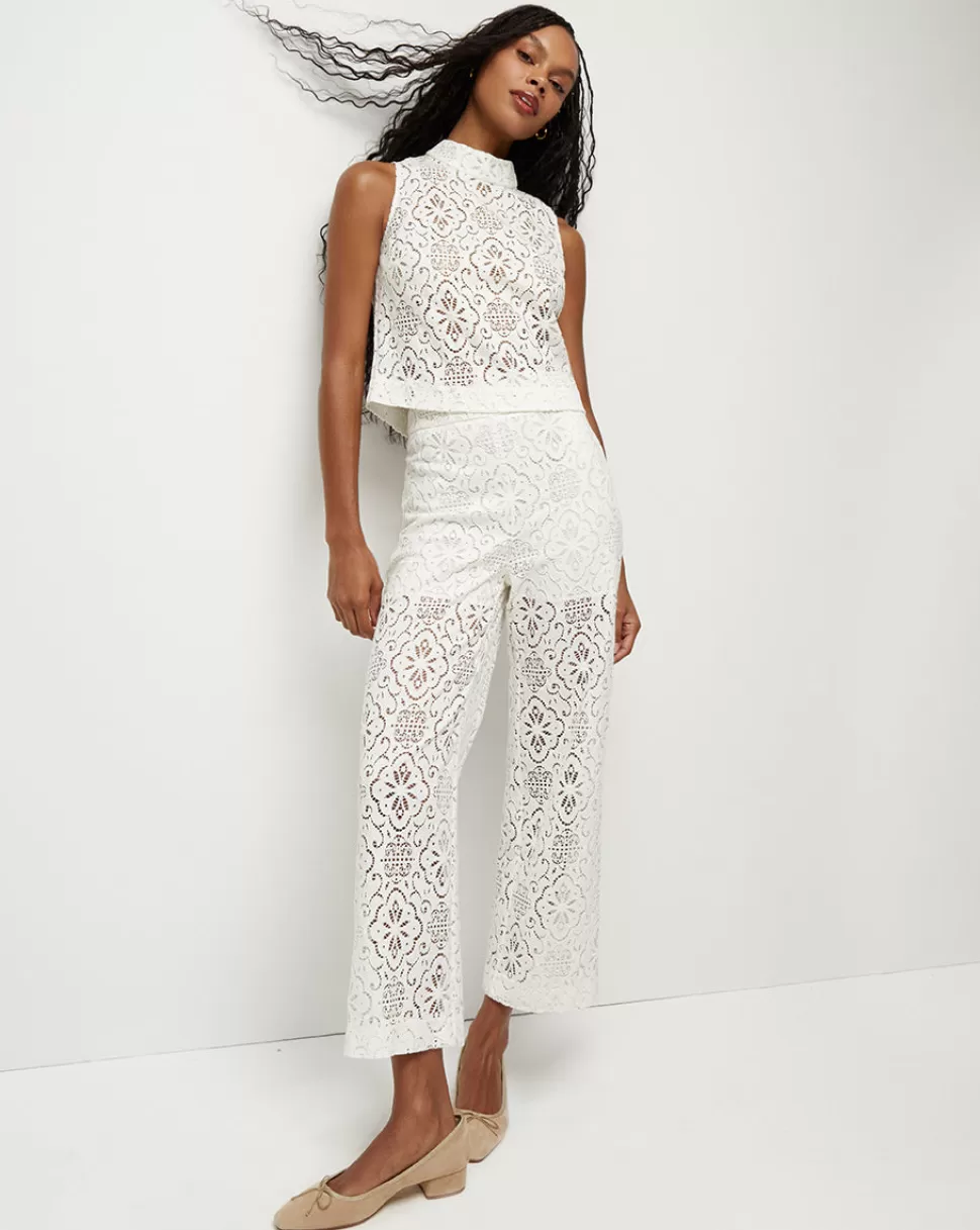 Veronica Beard Pants | Matching Sets>Kehlani Floral Lace Wide-Leg Pant Off-White