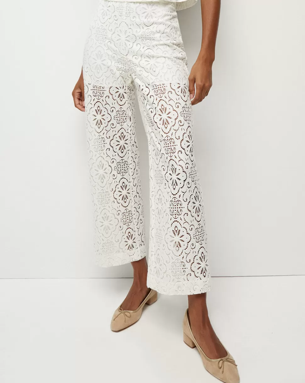 Veronica Beard Pants | Matching Sets>Kehlani Floral Lace Wide-Leg Pant Off-White