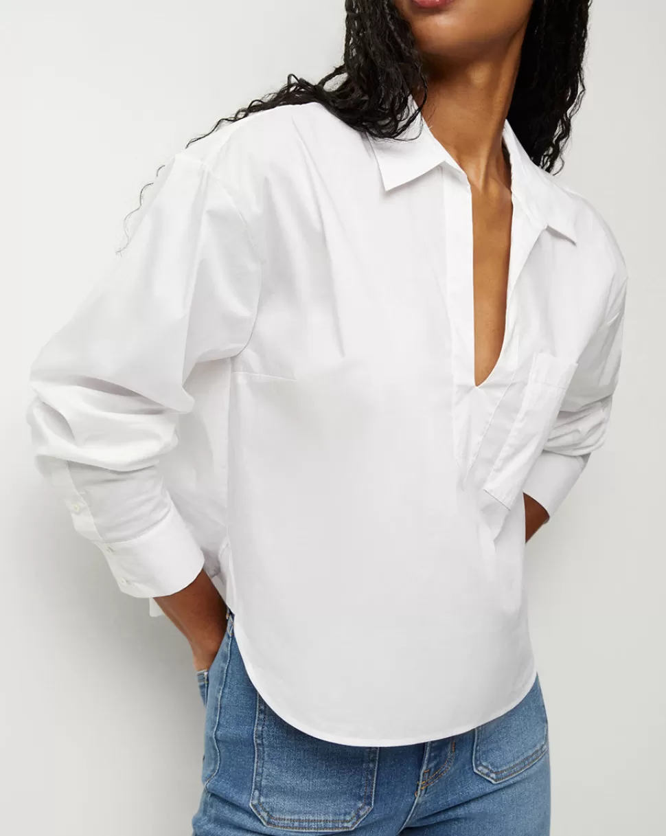 Veronica Beard Tops & Tees | The Vacation Edit>Khai Poplin V-Neck Top White