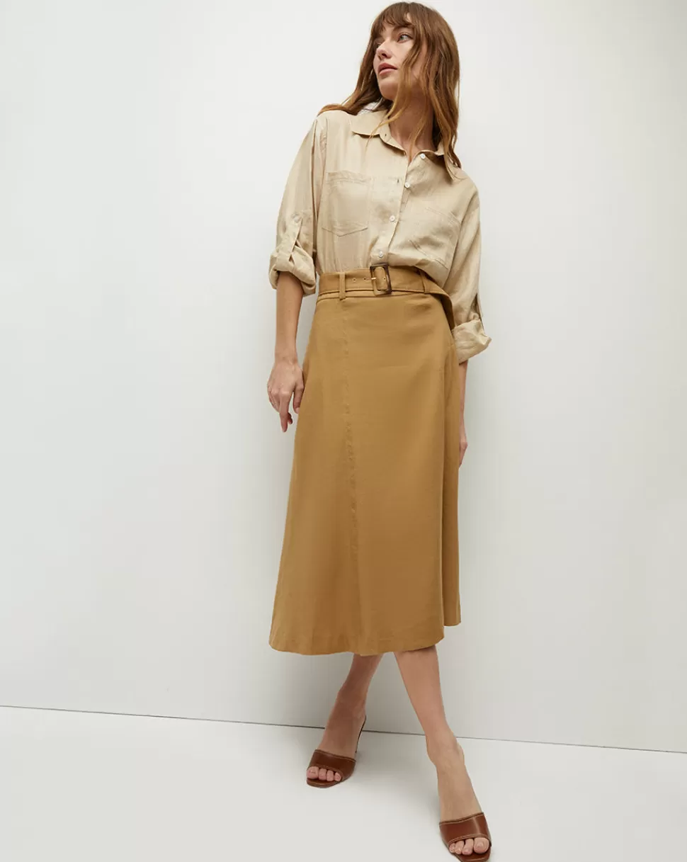 Veronica Beard Clothing | Skirts & Shorts>Khaki Linen A-Line Skirt Desert Khaki