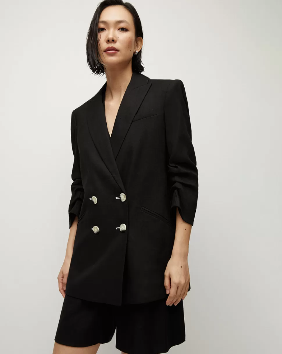 Veronica Beard Clothing | Jackets & Vests>Kiernan Double-Breasted Linen Jacket Black