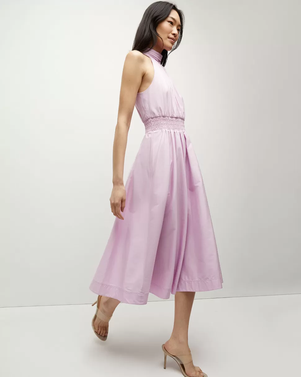 Veronica Beard Clothing | Dresses>Kinny Poplin Halter Midi Dress Barely Orchid