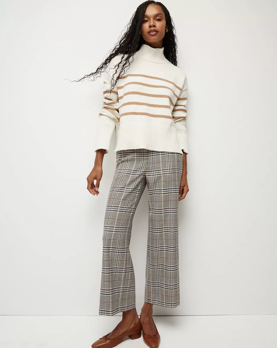 Veronica Beard Clothing | Sweaters>Lancetti Nautical Striped Mock-Neck Sweater Off-White/Khaki