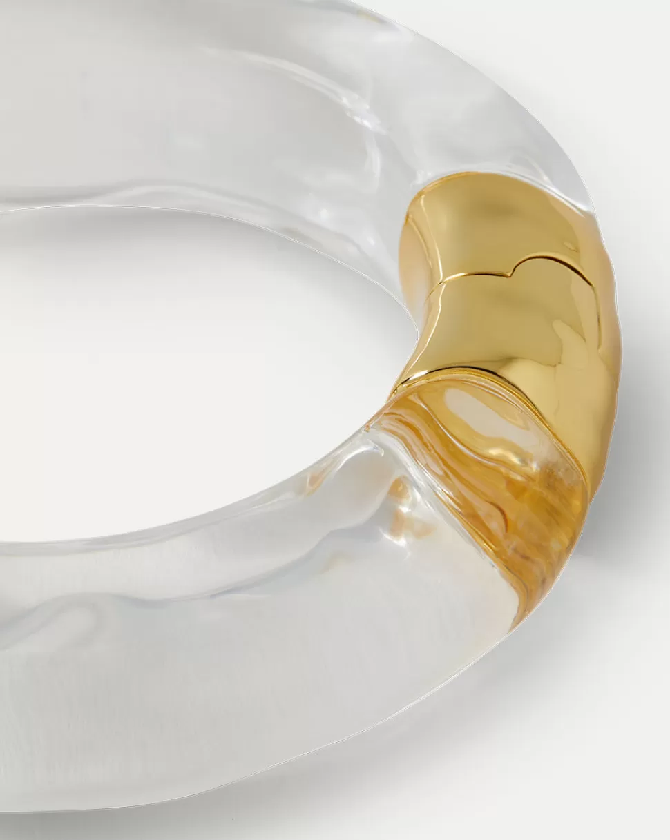 Veronica Beard Home & Accessories | Accessories>Large Molten Lucite Bangle Bracelet Clear/Gold