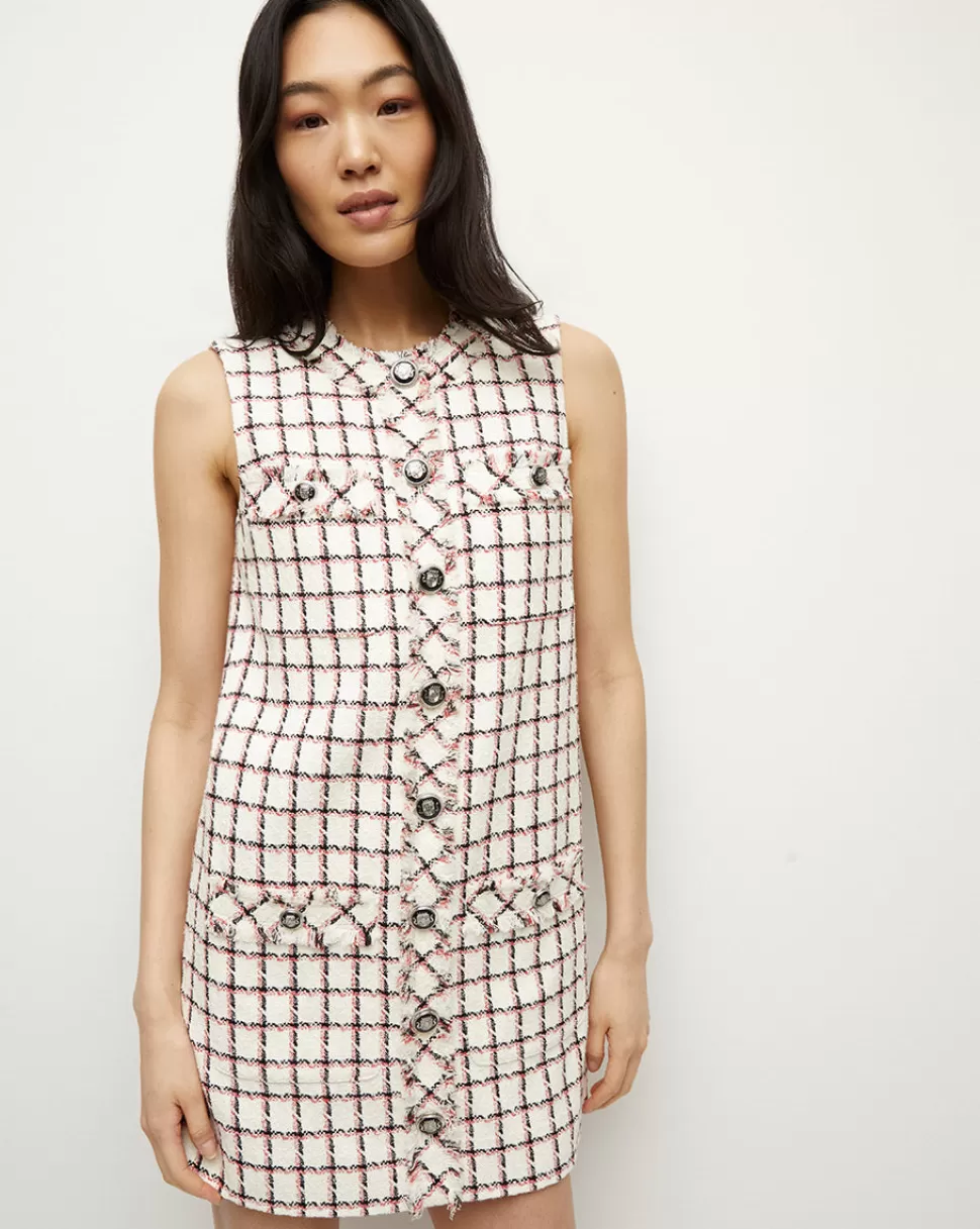 Veronica Beard Clothing | Dresses>Laurel Graphic Tweed Dress Ecru Multi