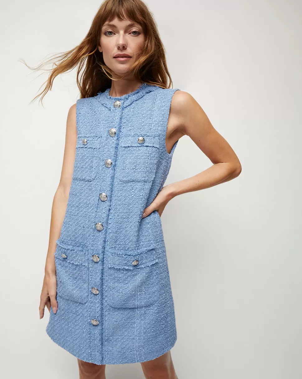 Veronica Beard Clothing | Dresses>Laurel Sleeveless Mini Tweed Shift Dress Skylight