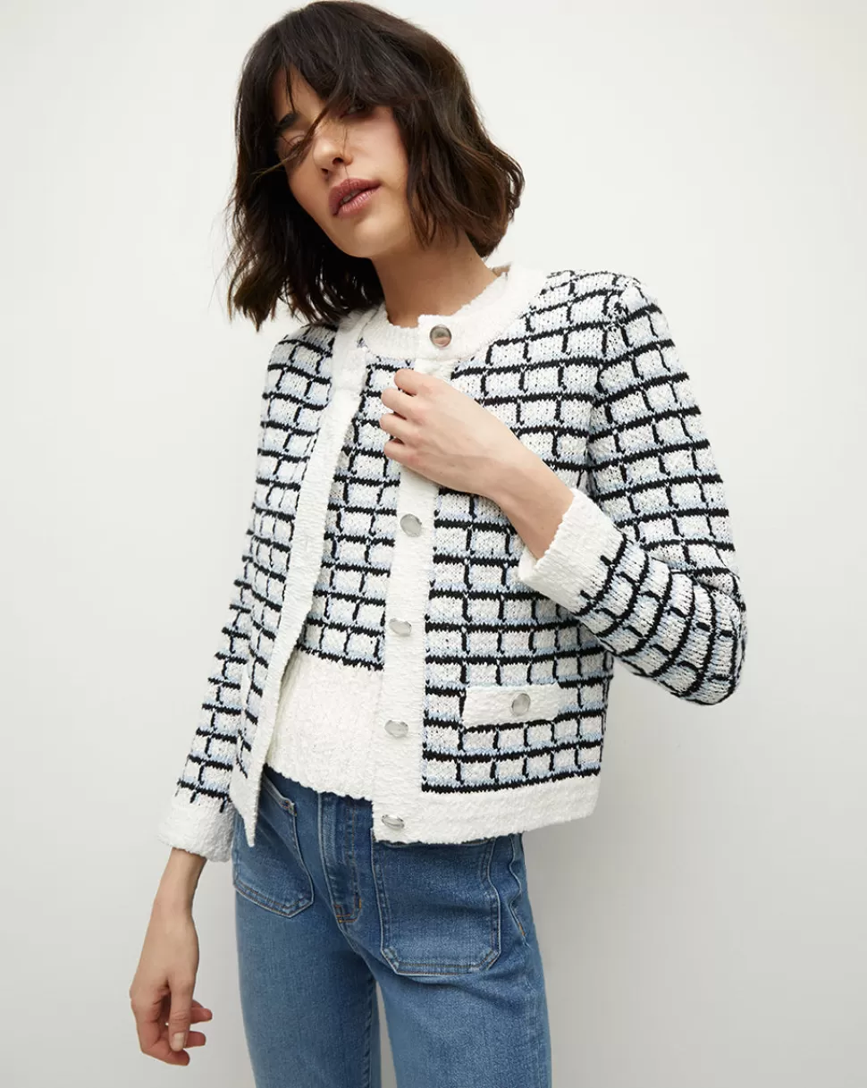 Veronica Beard Jackets & Vests | Sweaters>Lavigne Cotton Sweater Jacket Ivory Multi