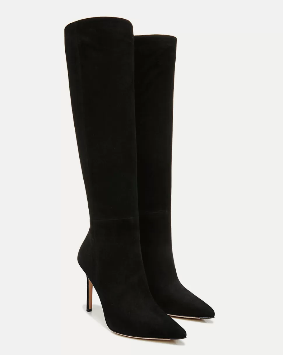 Veronica Beard Extended Sizing | Shoes>Lisa Suede Tall Boot Wide Calf Black