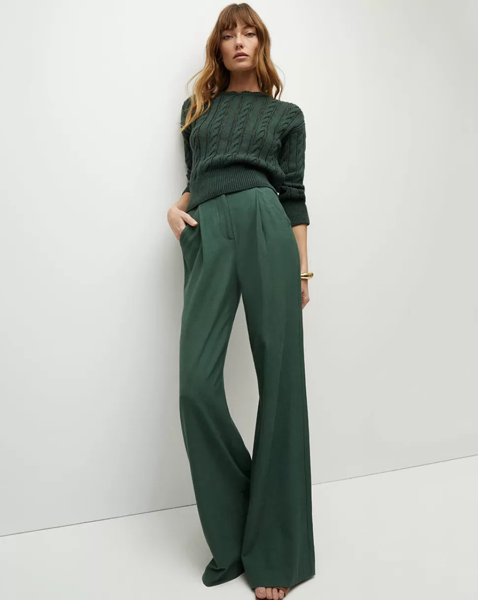 Veronica Beard Clothing | Pants>Marbeau Green Sateen Pant Forest