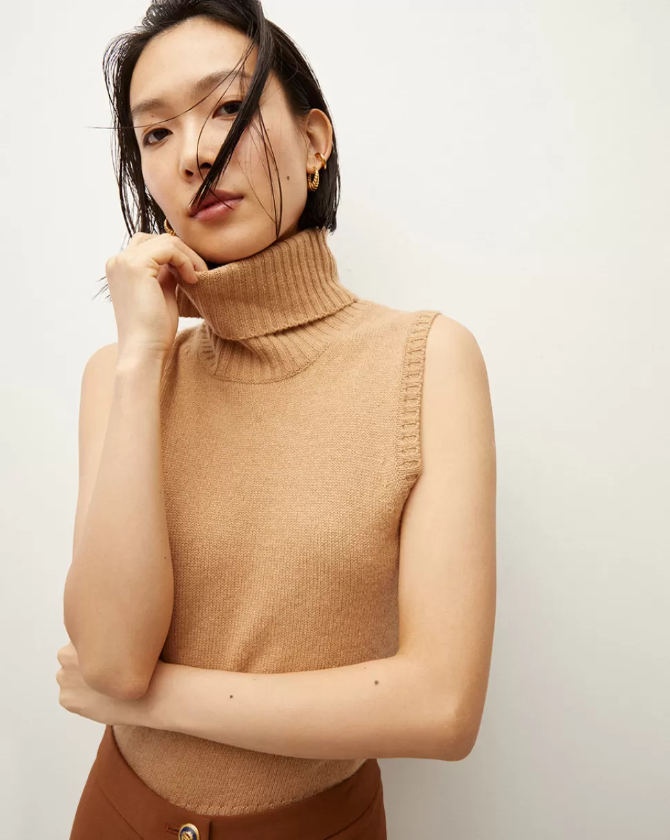 Veronica Beard Sweaters>Mazzy Cashmere Sweater Shell Camel