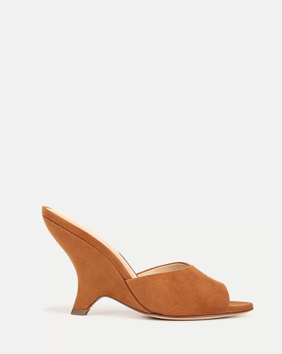 Veronica Beard Shoes | All Shoes>Mila Sculpted Wedge Slide Suede Sandal Caramel