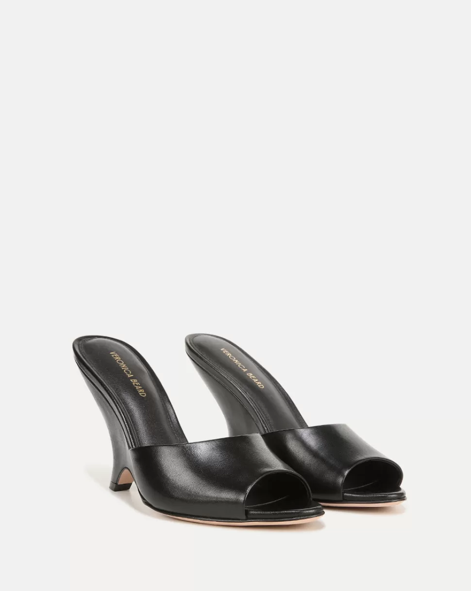 Veronica Beard Shoes | All Shoes>Mila Wedge-Heel Leather Slide Sandals Black