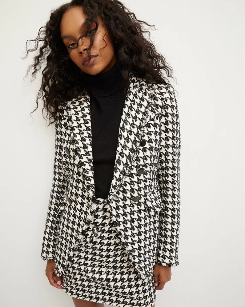 Veronica Beard The Miller Jacket>Miller Black and White Houndstooth Jacket Black/Off-White