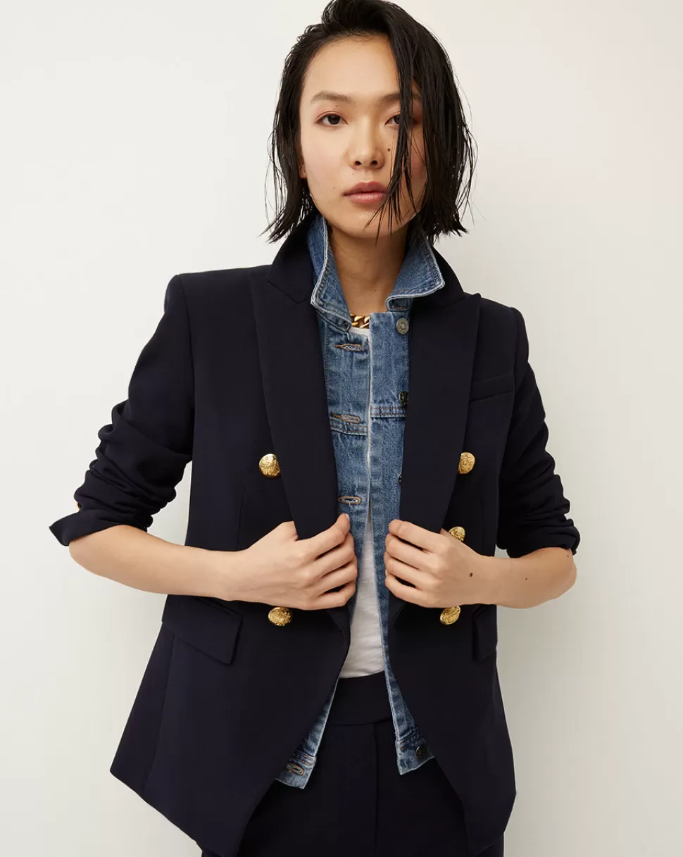 Veronica Beard Cult Classics | The Miller Jacket>Miller Dickey Jacket Navy With Gold Buttons