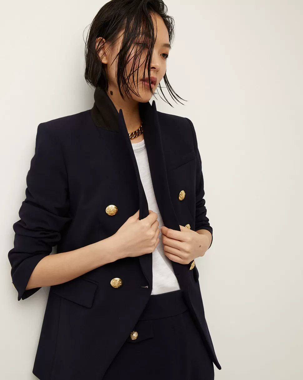Veronica Beard Cult Classics | The Miller Jacket>Miller Dickey Jacket Navy With Gold Buttons