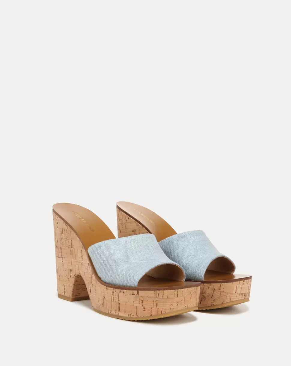 Veronica Beard Shoes | All Shoes>Paulita Denim Wedge Sandal Blue