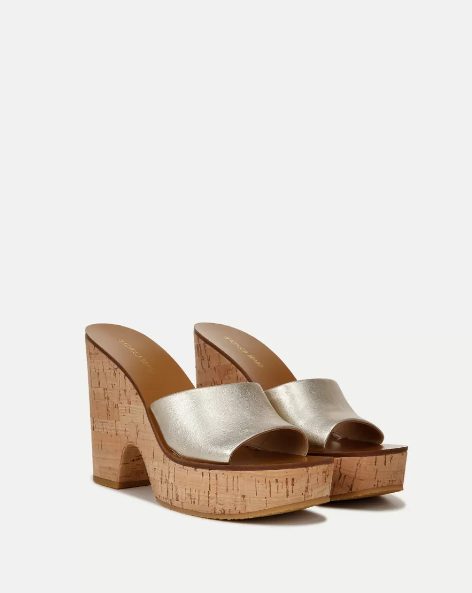 Veronica Beard Shoes | All Shoes>Paulita Metallic Wedge Sandal Platinum