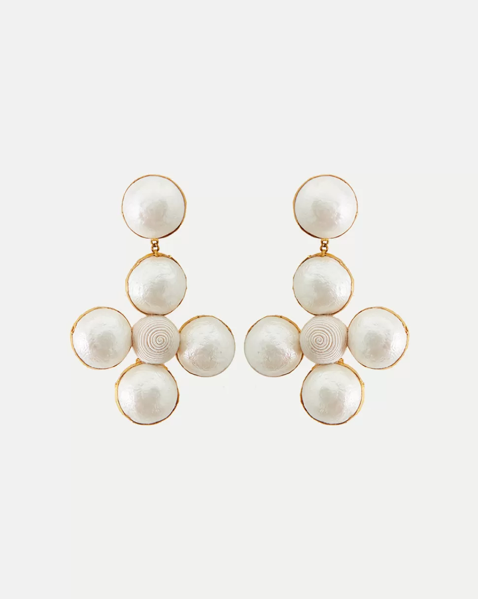 Veronica Beard Home & Accessories | Accessories>Pearl Cross Earrings Clip Backing Pearl White