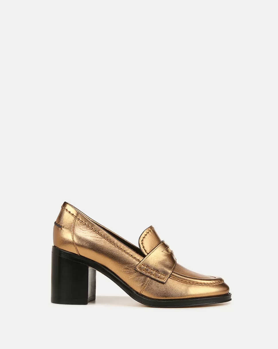 Veronica Beard Shoes | All Shoes>Penny Leather Loafer Heel Gold