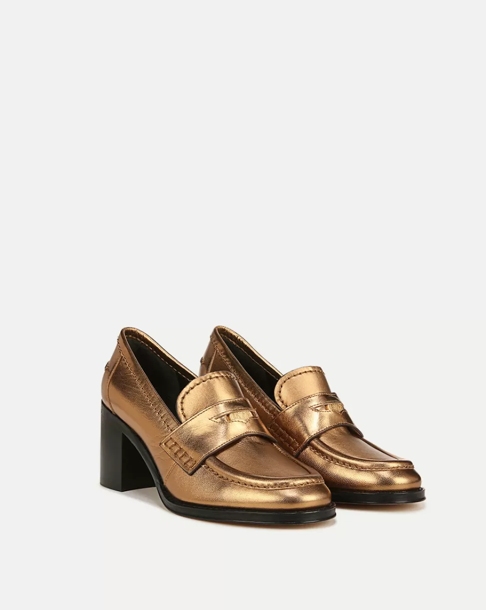 Veronica Beard Shoes | All Shoes>Penny Leather Loafer Heel Gold