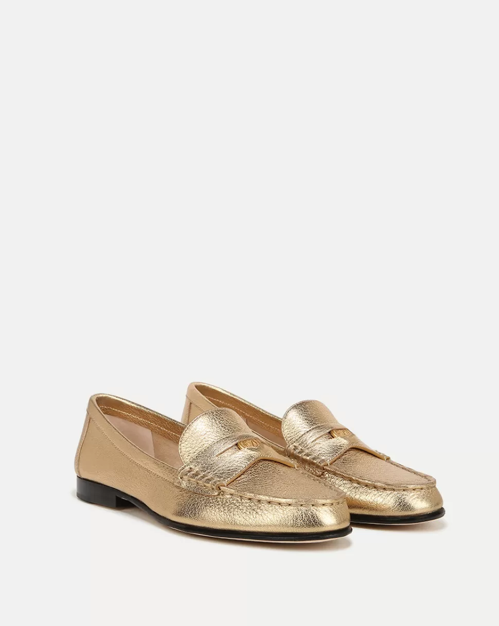 Veronica Beard Shoes | All Shoes>Penny Metallic Leather Loafers Gold